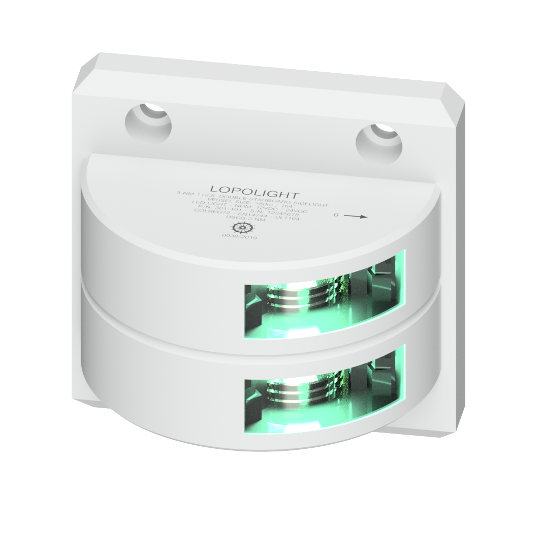 2nm 112,5° Green, Starboard, Double, white coated